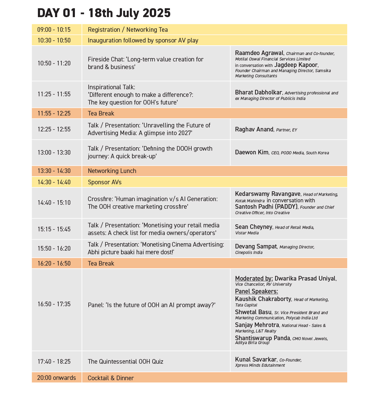 Day 1 Agenda