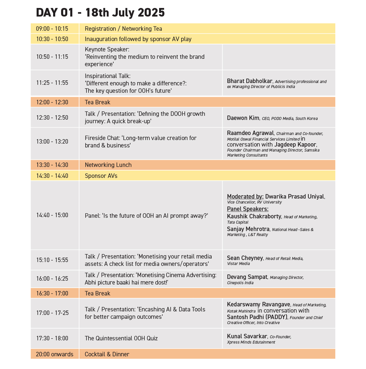 Day 1 Agenda
