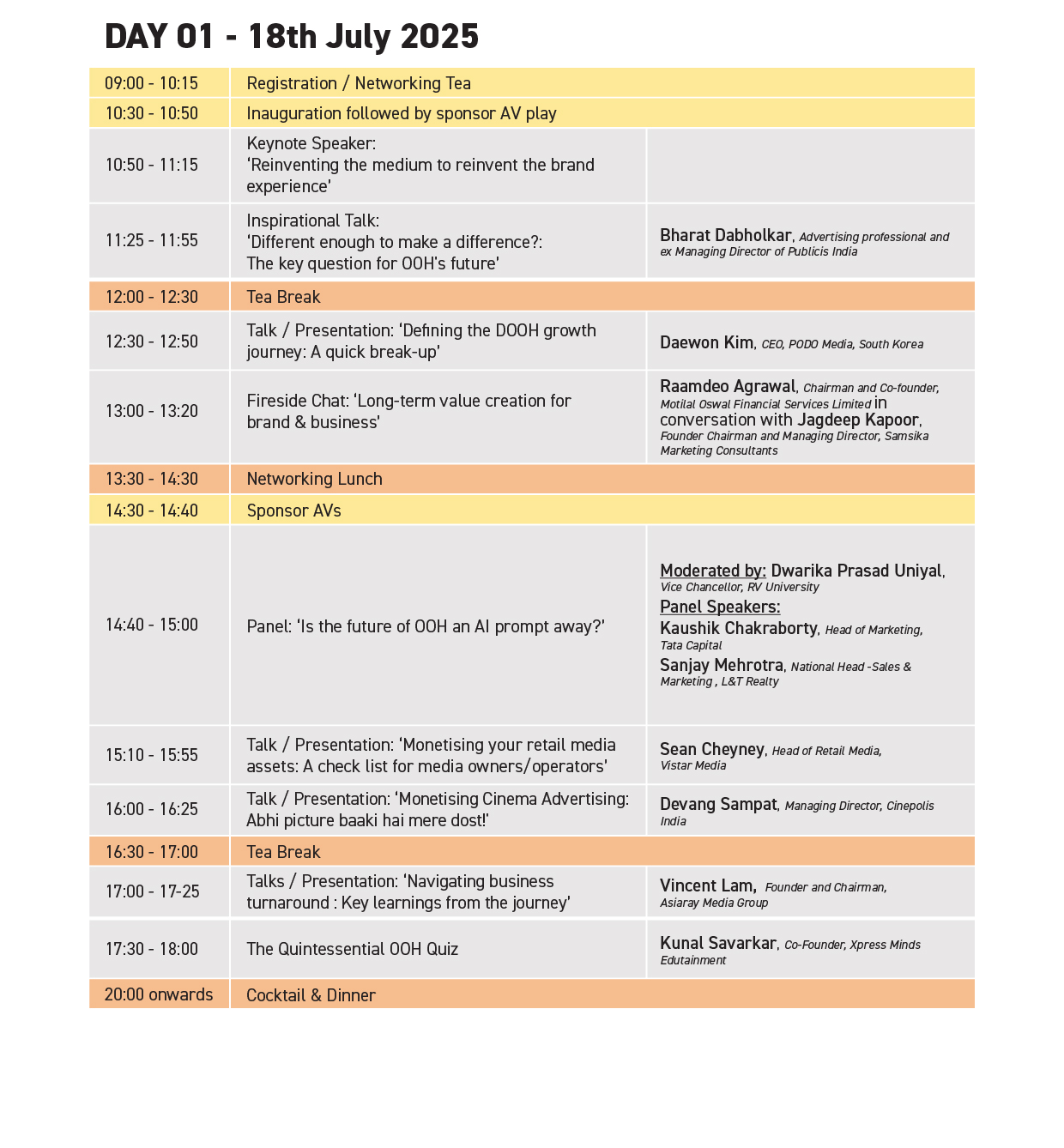 Day 1 Agenda