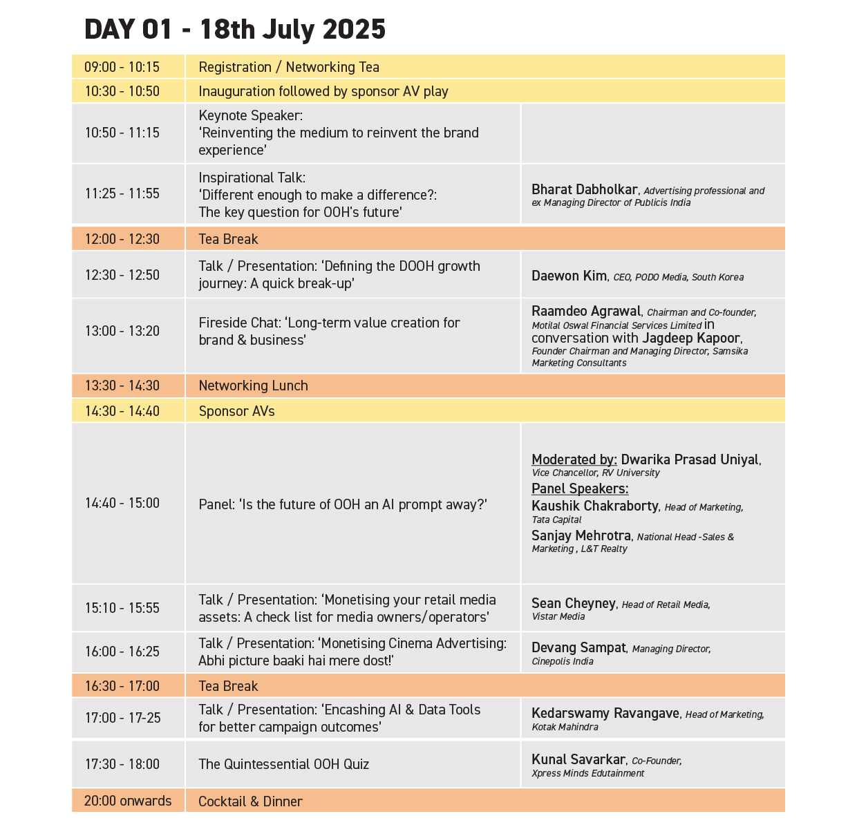 Day 1 Agenda